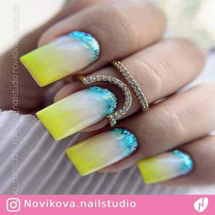 Summer Glitter Ombre Nails